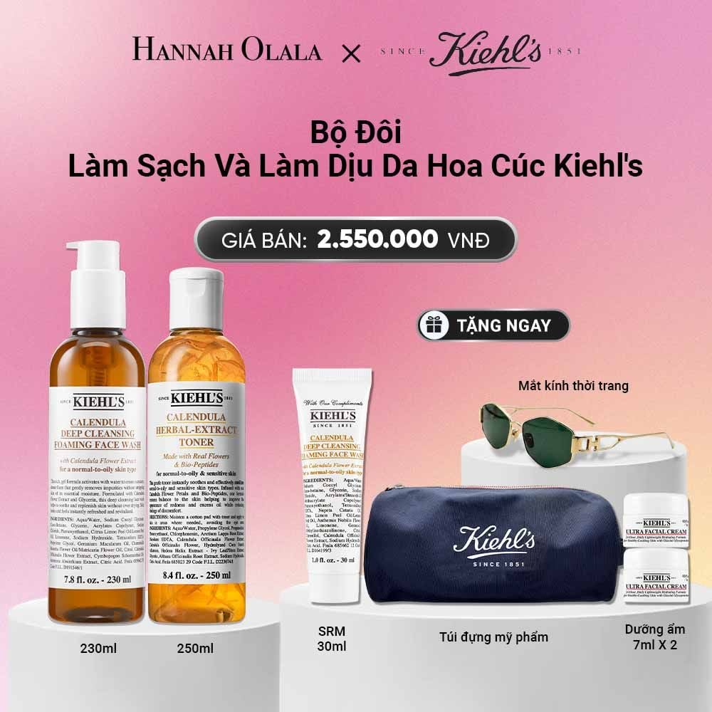  BỘ ĐÔI NƯỚC CÂN BẰNG HOA CÚC KIEHL'S CALENDULA HERBAL EXTRACT ALCOHOL-FREE TONER 250ML + SỮA RỬA MẶT HOA CÚC KIEHL'S CALENDULA DEEP CLEANSING FOAMING FACE WASH 230ML_A1340 