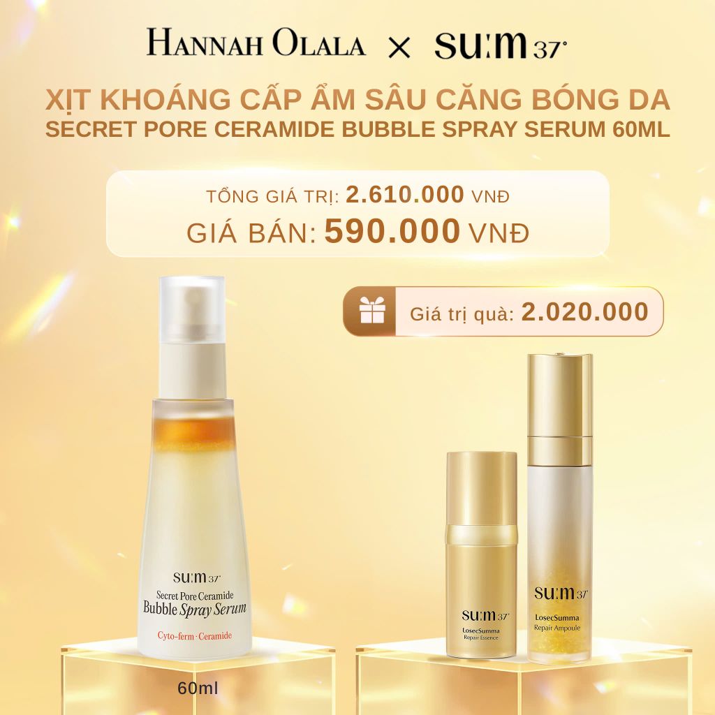  C643_DEAL 37: XỊT KHOÁNG CẤP ẨM SÂU CĂNG BÓNG DA SU:M37 SECRET PORE CERAMIDE BUBBLE SPRAY SERUM 60ML 