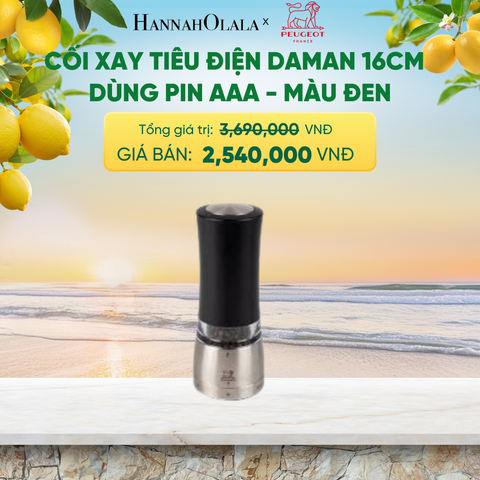  CỐI XAY TIÊU ĐIỆN DAMAN 16CM 
DÙNG PIN AAA - MÀU ĐEN - A2600 