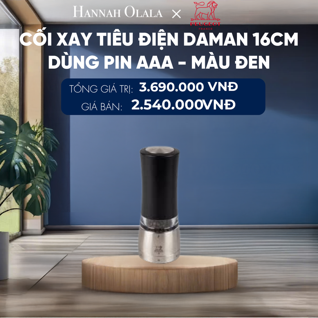  CỐI XAY TIÊU ĐIỆN DAMAN 16CM 
DÙNG PIN AAA - MÀU ĐEN 