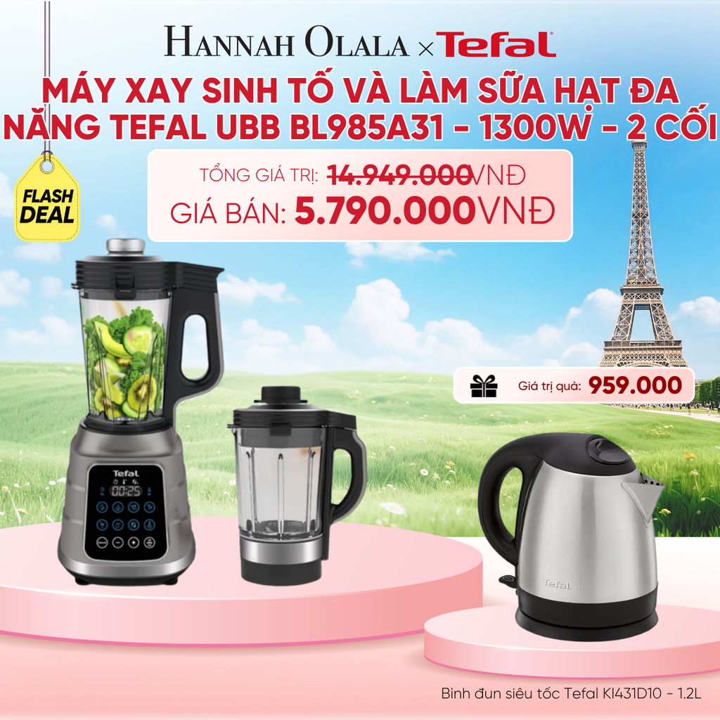  MÁY XAY SINH TỐ VÀ LÀM SỮA HẠT ĐA NĂNG TEFAL UBB BL985A31 - 1300W - 2 CỐI, 7211003259 - B272 