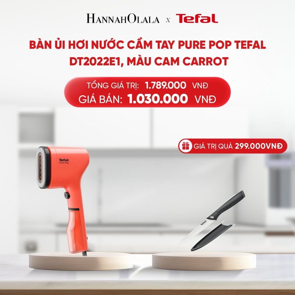  B190_DEAL 4: BÀN ỦI HƠI NƯỚC CẦM TAY PURE POP TEFAL DT2020E1 