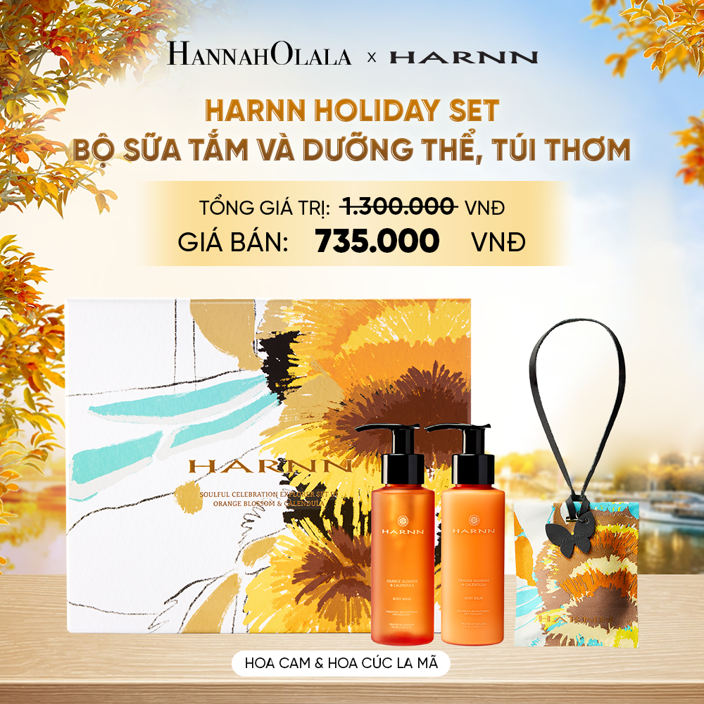  HARNN HOLIDAY SET - BỘ SỮA TẮM VÀ DƯỠNG THỂ, TÚI THƠM (100MLx2, 30G) HƯƠNG THIÊN NHIÊN [Date: 10/2027] - E215 