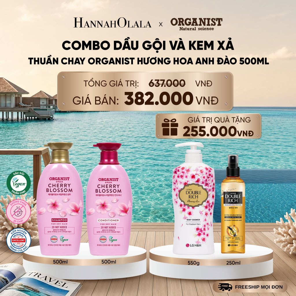  COMBO DẦU GỘI VÀ KEM XẢ THUÀN CHAY ORGANIST HƯƠNG HOA ANH ĐÀO 500ML _ DEAL 31_ D1282 