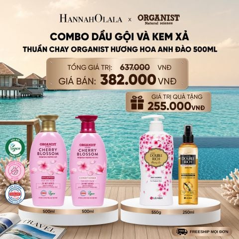  COMBO DẦU GỘI VÀ KEM XẢ THUÀN CHAY ORGANIST HƯƠNG HOA ANH ĐÀO 500ML _ DEAL 31_ D1282 