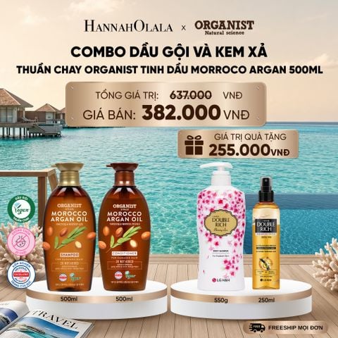  COMBO DẦU GỘI VÀ KEM XẢ THUẦN CHAY ORGANIST TINH DẦU MORROCO ARGAN 500ML _ DEAL 30_ D876 