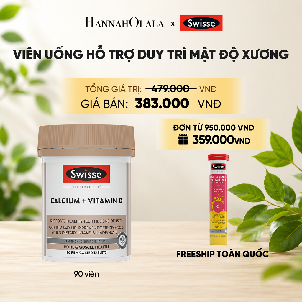  VIÊN UỐNG HỖ TRỢ DUY TRÌ MẬT ĐỘ XƯƠNG SWISSE ULTIBOOST CALCIUM + VITAMIN D (90 VIÊN) _ DEAL 5 