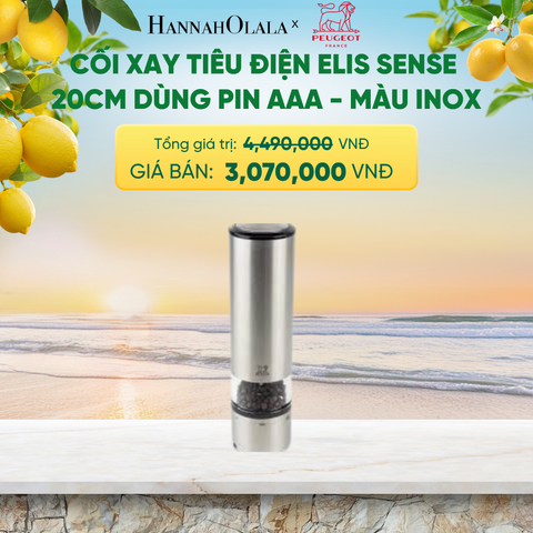  CỐI XAY TIÊU ĐIỆN ELIS SENSE 20CM DÙNG PIN AAA - MÀU INOX - A2601 