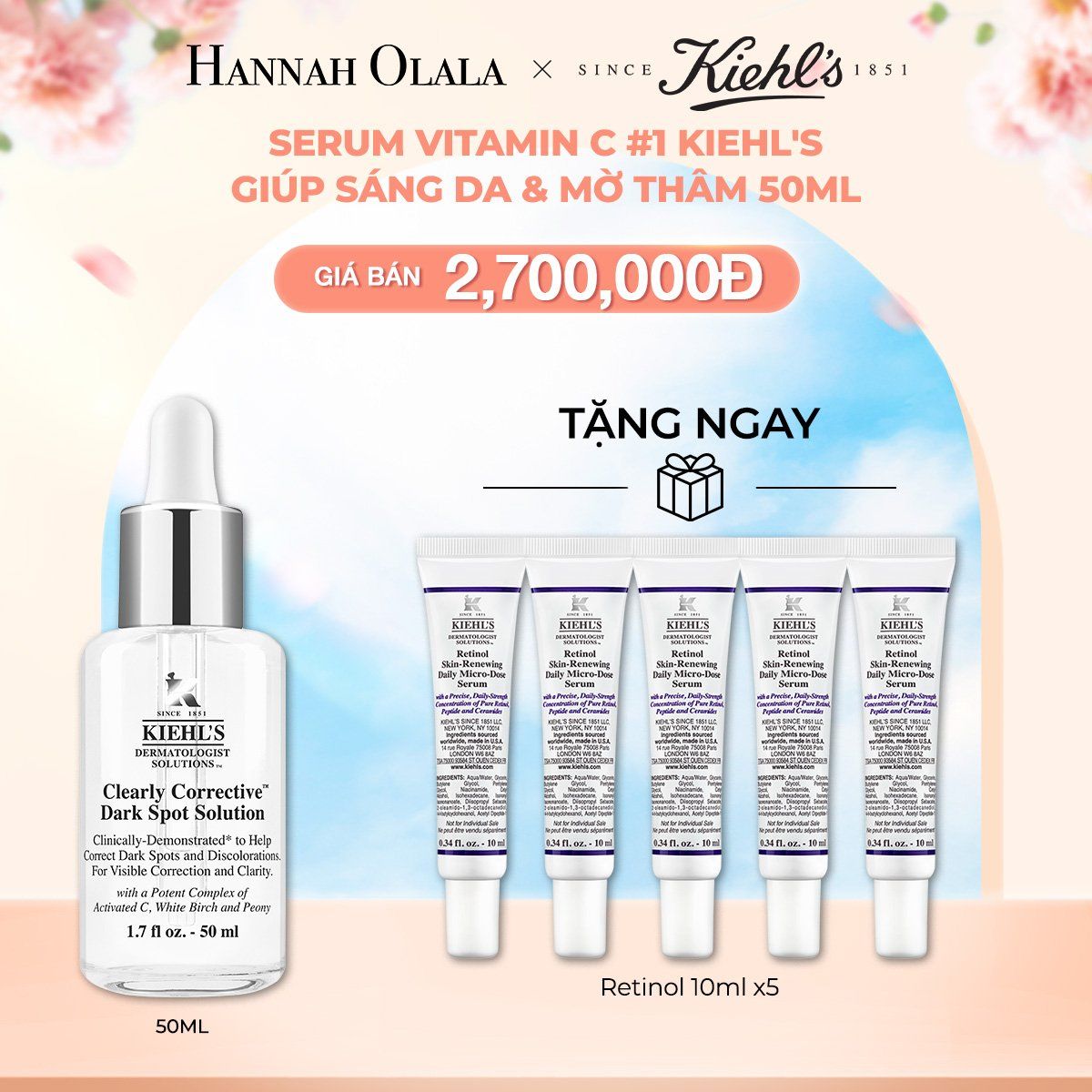  A392_DEAL 38: DƯỠNG CHẤT (SERUM) MỜ THÂM MỤN & SÁNG DA KIEHL'S CLEARLY CORRECTIVE™ DARK SPOT SOLUTION 50ML 