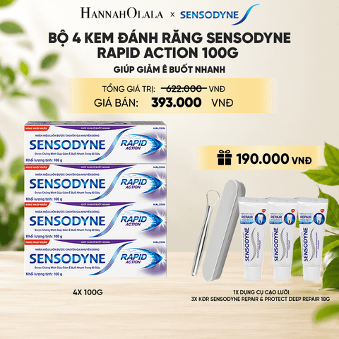  BỘ 4 KEM ĐÁNH RĂNG SENSODYNE RAPID ACTION 100G GIÚP GIẢM Ê BUỐT NHANH _ A22 