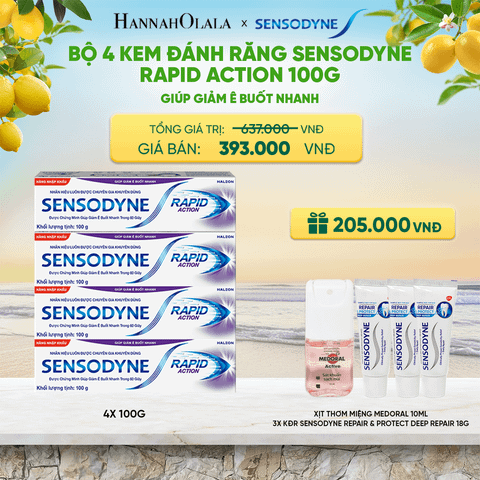  BỘ 4 KEM ĐÁNH RĂNG SENSODYNE RAPID ACTION 100G GIÚP GIẢM Ê BUỐT NHANH - A2089 