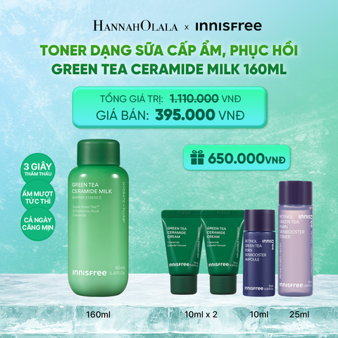  TONER DẠNG SỮA CẤP ẨM PHỤC HỒI INNISFREE GREEN TEA CERAMIDE MILK 160ML_K203 
