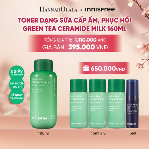  TONER DẠNG SỮA CẤP ẨM PHỤC HỒI INNISFREE GREEN TEA CERAMIDE MILK 160ML - A1382 