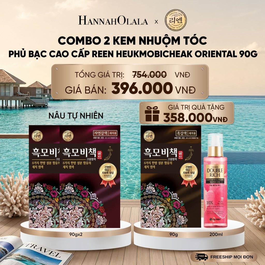  COMBO 2 KEM NHUỘM TÓC PHỦ BẠC CAO CẤP REEN HEUKMOBICHEAK ORIENTAL 90GR _ DEAL 39_ D2072 