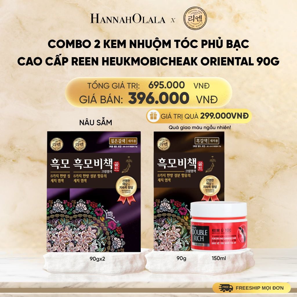  COMBO 2 KEM NHUỘM TÓC PHỦ BẠC CAO CẤP REEN HEUKMOBICHEAK ORIENTAL 90GR - DEAL 12 