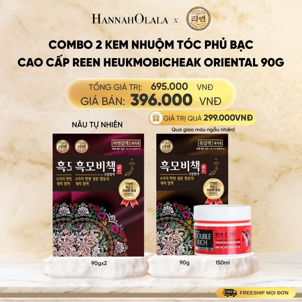  COMBO 2 KEM NHUỘM TÓC PHỦ BẠC CAO CẤP REEN HEUKMOBICHEAK ORIENTAL 90GR - DEAL 12 