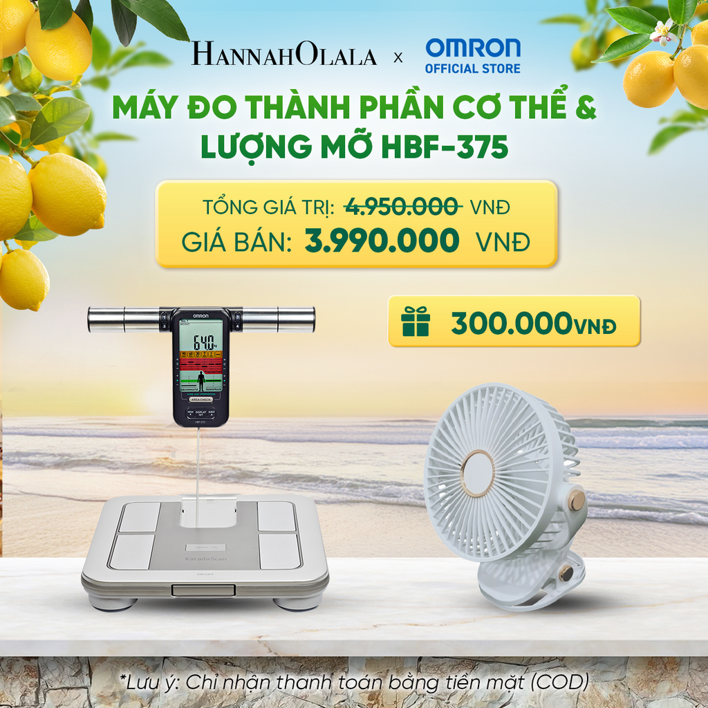  MÁY ĐO THÀNH PHẦN CƠ THỂ & LƯỢNG MỠ OMRON HBF-375 - DÙNG 8 CẢM BIẾN ĐỂ ĐO TOÀN BỘ CƠ THỂ _ DEAL 1 