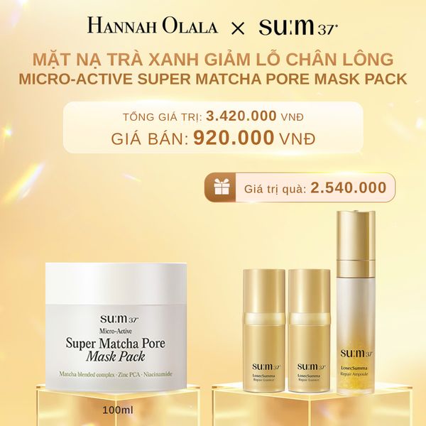  C645_DEAL 39: MẶT NẠ TRÀ XANH GIẢM LỖ CHÂN LÔNG SU:M37 MICRO-ACTIVE SUPER MATCHA PORE MASK PACK 