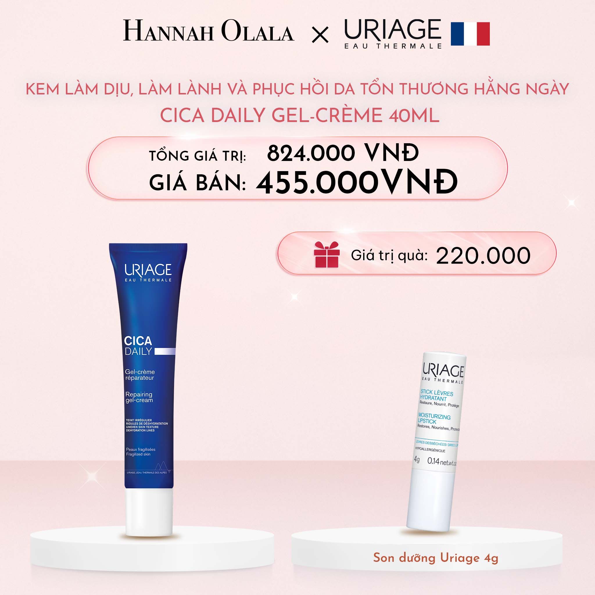  E1071: DEAL 2: KEM LÀM DỊU VÀ PHỤC HỒI DA TỔN THƯƠNG HẰNG NGÀY URIAGE CICA DAILY GEL-CREAM 40ML 