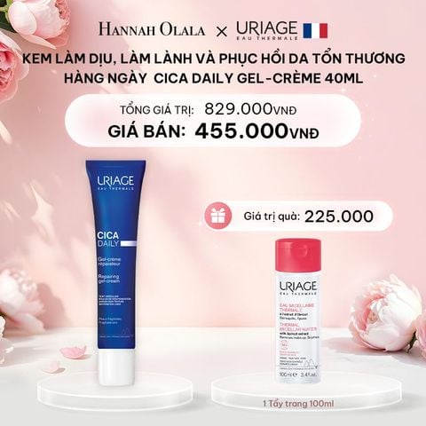  E27: DEAL 2: KEM LÀM DỊU VÀ PHỤC HỒI DA TỔN THƯƠNG HẰNG NGÀY URIAGE CICA DAILY GEL-CREAM 40ML 