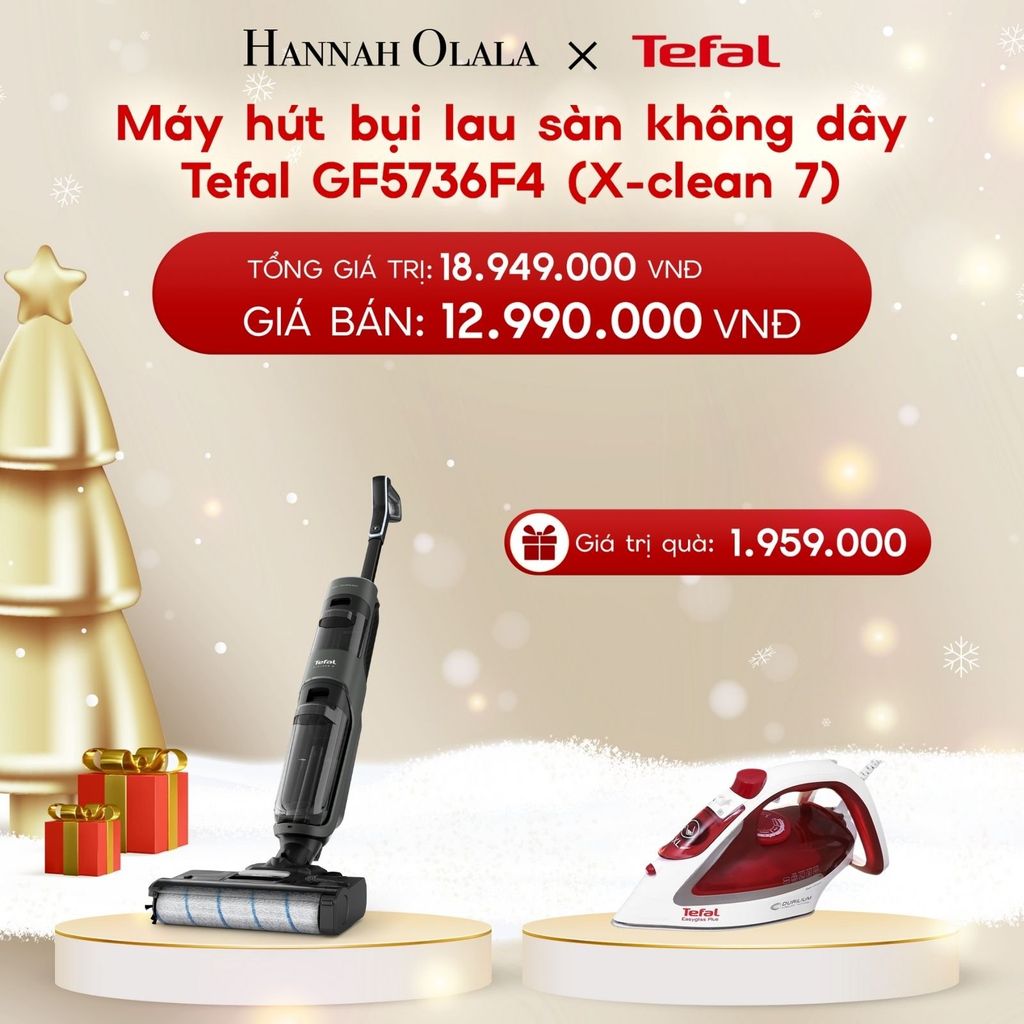  A1184_DEAL 19: MÁY HÚT BỤI LAU SÀN KHÔNG DÂY TEFAL GF5736F4 (X-CLEAN 7) 