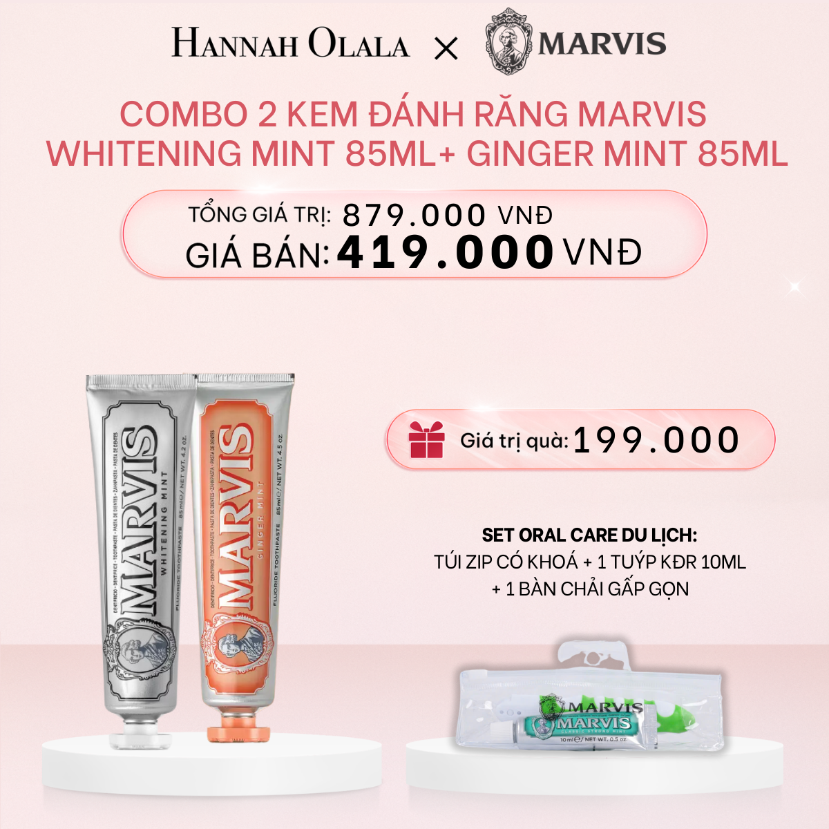  E505_DEAL 2: Combo 2 Kem Đánh Răng Marvis 75ML/85ML - Làm Sạch Răng, Giữ Hơi Thở Thơm Mát 