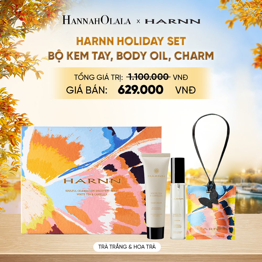  HARNN HOLIDAY SET - BỘ KEM TAY, BODY OIL, CHARM (20ML, 30G, 30G) HƯƠNG THIÊN NHIÊN [Date: 10/2027] - E219 
