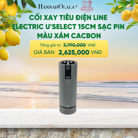  CỐI XAY TIÊU ĐIỆN LINE ELECTRIC U'SELECT 15CM SẠC PIN - MÀU XÁM CACBON - A2602 