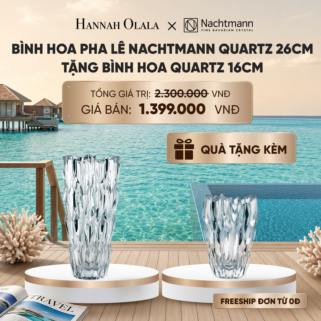  BÌNH HOA PHA LÊ NACHTMANN QUARTZ 26CM TẶNG BÌNH HOA QUARTZ 16CM_ D1618 