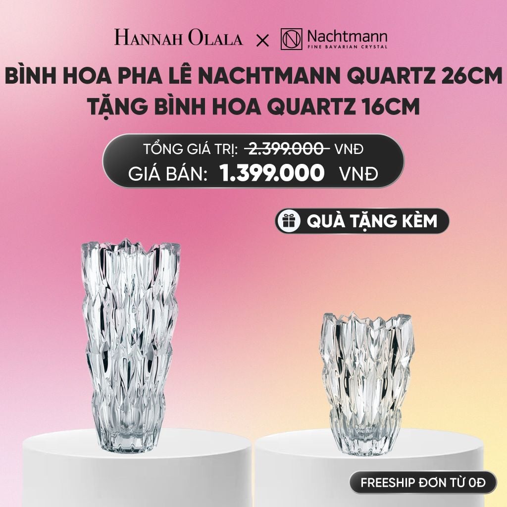  BÌNH HOA PHA LÊ NACHTMANN QUARTZ 26CM TẶNG BÌNH HOA QUARTZ 16CM_A952 
