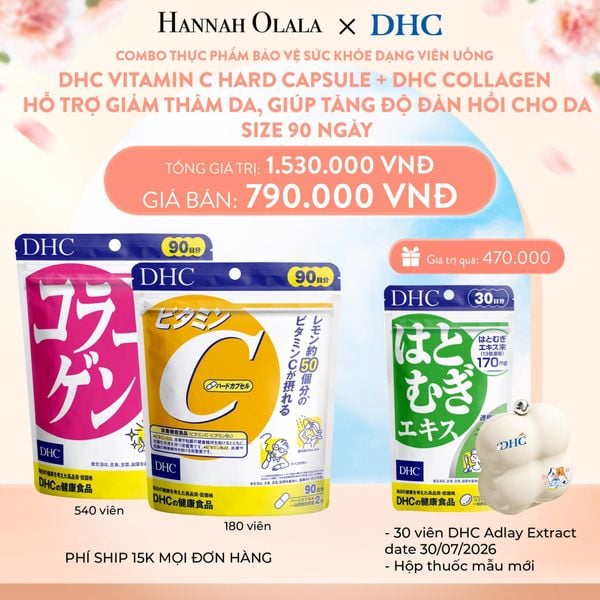  A230_DEAL 3: COMBO THỰC PHẨM BẢO VỆ SỨC KHỎE DẠNG VIÊN UỐNG DHC VITAMIN C HARD CAPSULE + DHC COLLAGEN HỖ TRỢ GIẢM THÂM DA, GIÚP TĂNG ĐỘ ĐÀN HỒI CHO DA - SIZE 90 NGÀY 