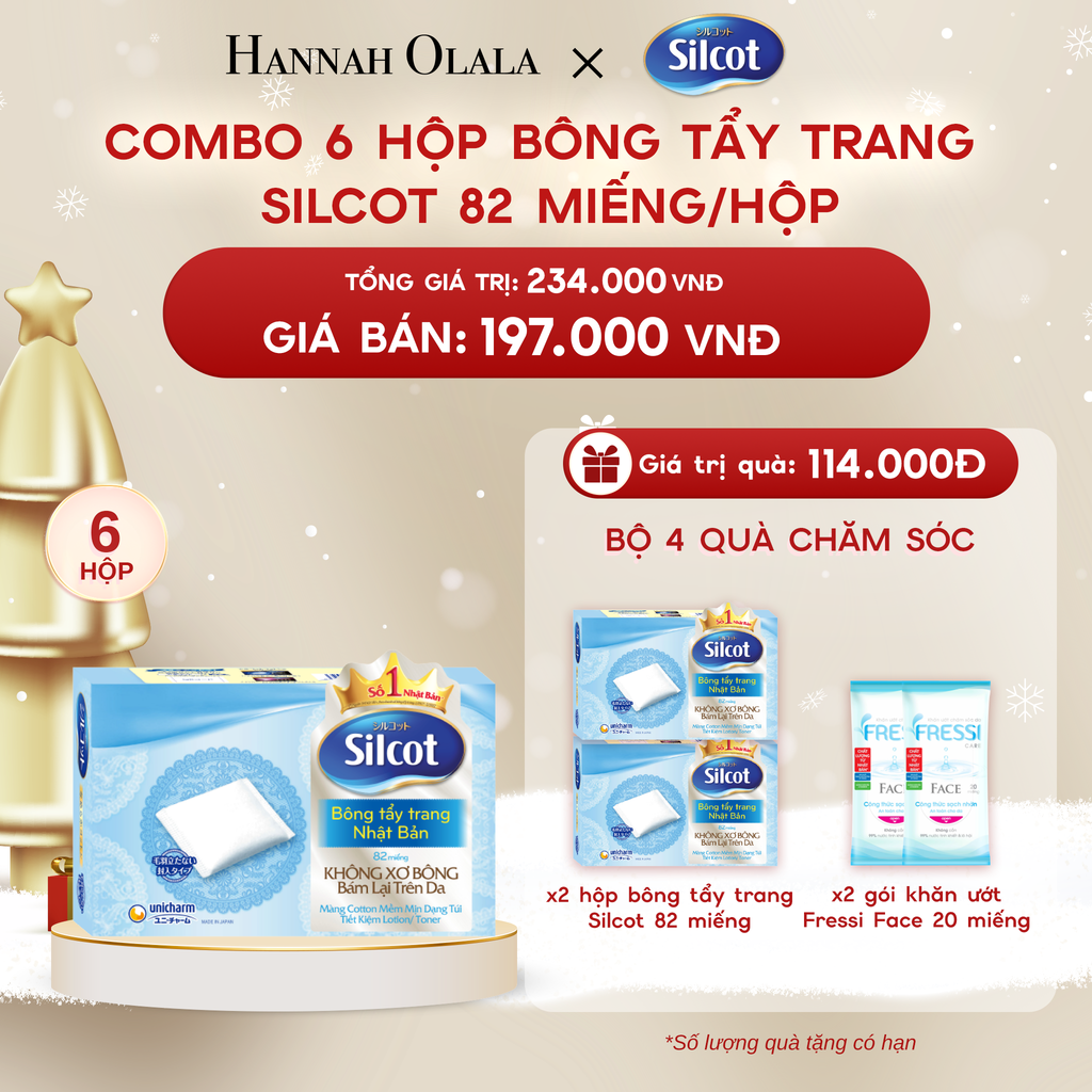  A1437_DEAL 3: COMBO 6 HỘP BÔNG TRANG ĐIỂM (BÔNG TẨY TRANG) SILCOT 82 MIẾNG/HỘP 