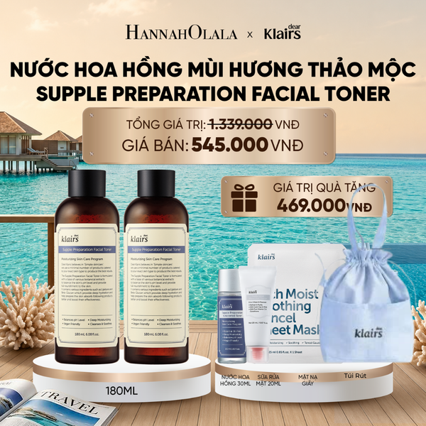  COMBO 2 DEAR, KLAIRS NƯỚC HOA HỒNG SUPPLE PREPARATION FACIAL TONER 180ML_ D114 