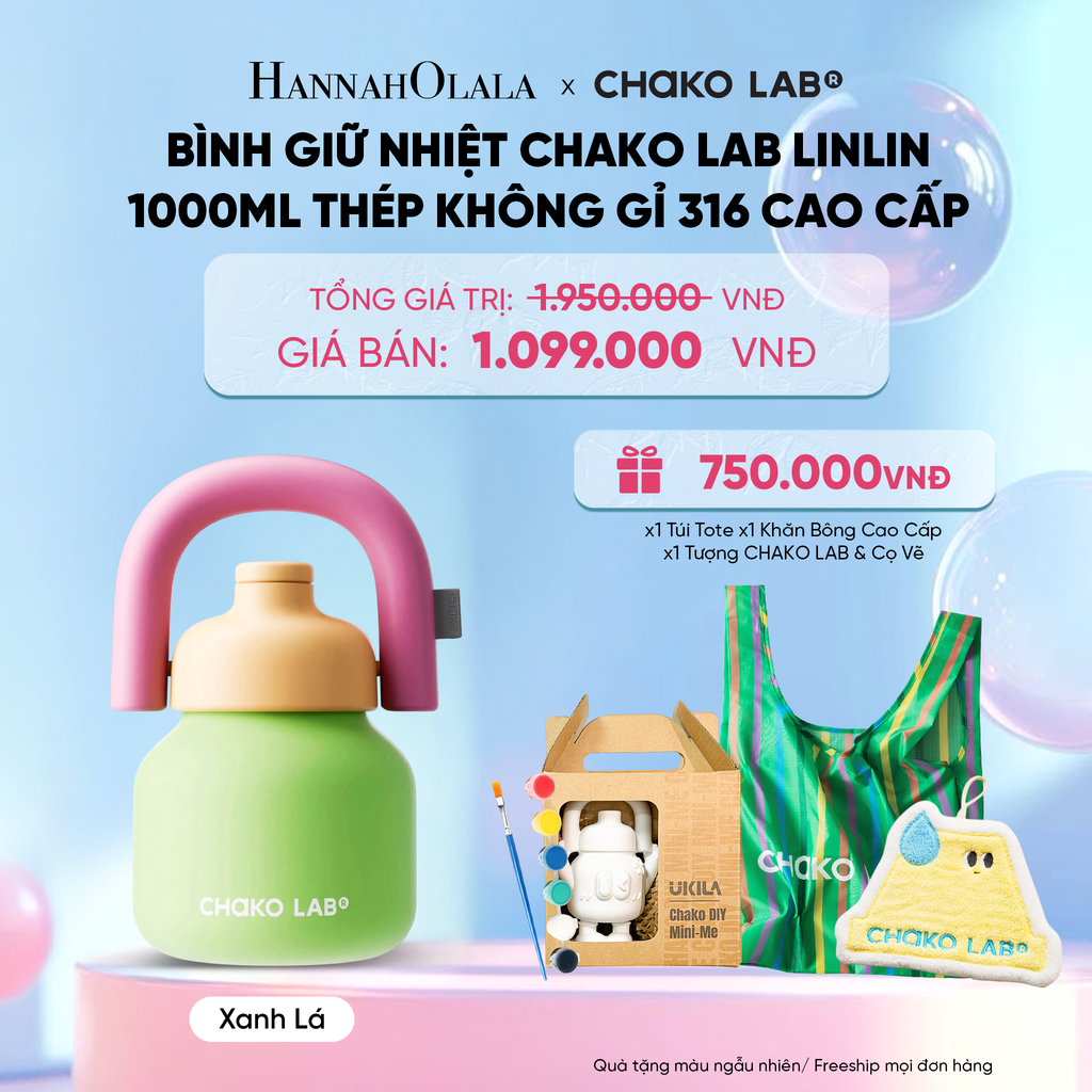  BÌNH GIỮ NHIỆT CHAKO LAB LINLIN 1000ML THÉP KHÔNG GỈ 316 
