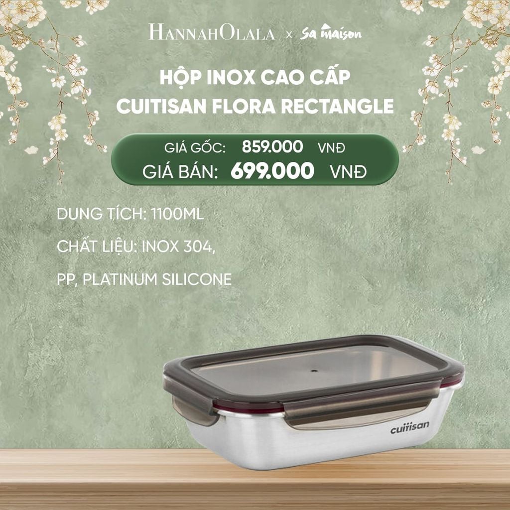  DEAL 16: HỘP INOX CAO CẤP CUITISAN FLORA RECTANGLE 