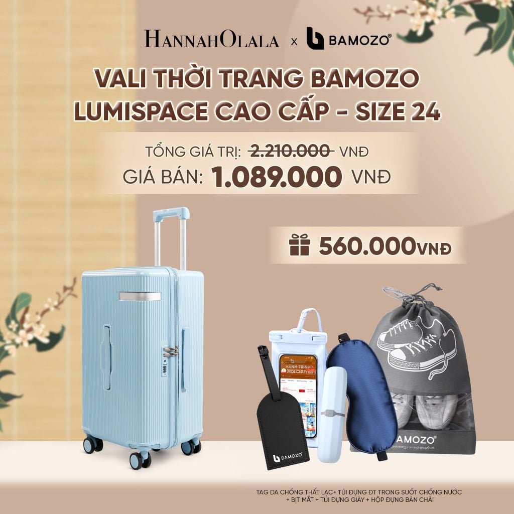  VALI BAMOZO LUMISPACE CAO CẤP (TẶNG TAG VALI DA + TÚI ĐỰNG ĐT CHỐNG NƯỚC + TÚI ĐỰNG GIÀY + HỘP ĐỰNG BÀN CHẢI + BỊT MẮT) - A2451 