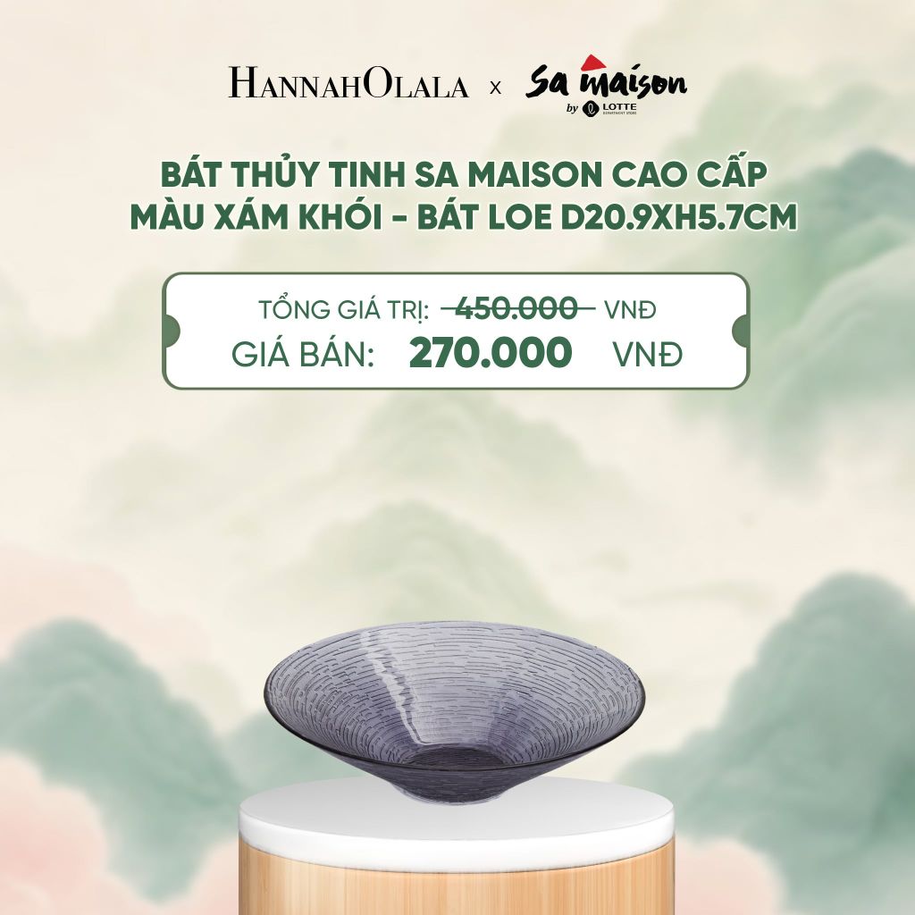  BÁT THỦY TINH SA MAISON CAO CẤP MÀU XÁM KHÓI - DEAL 10 - A1739 