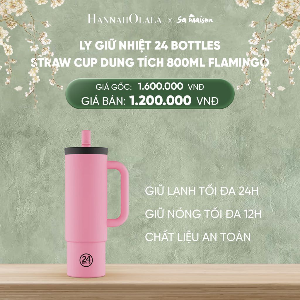  DEAL 2: LY GIỮ NHIỆT 24 BOTTLES STRAW CUP DUNG TÍCH 800ML HỌA TIẾT 