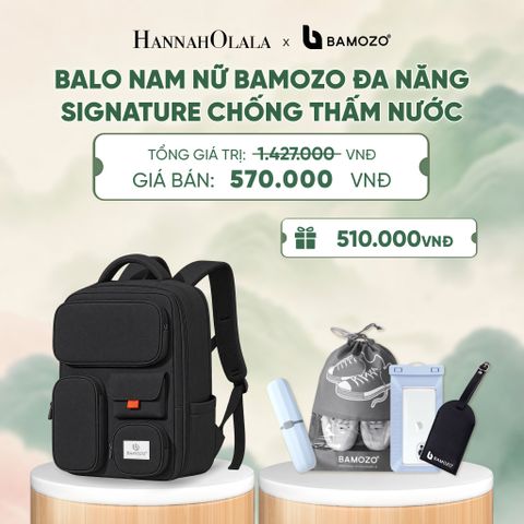  BALO NAM NỮ BAMOZO SIGNATURE ĐA NĂNG ĐI HỌC ĐI LÀM CHỐNG THẤM NƯỚC CÓ CỔNG SẠC DỰ PHÒNG (TAG THẺ DA CHỐNG THẤT LẠC + TÚI ĐỰNG ĐIỆN THOẠI CHỐNG NƯỚC + TÚI ĐỰNG GIÀY XÁM + HỘP ĐỰNG BÀN CHẢI) - A717 