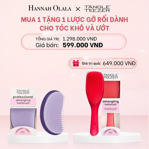  E698_DEAL 3: [MUA 1 TẶNG 1] LƯỢC GỠ RỐI DÀNH CHO TÓC KHÔ VÀ ƯỚT - TANGLE TEEZER SALON ELITE + THE ULTIMATE DETANGLER (Báo đốm) - PURPLE/LILAC + RED CIRCLE 