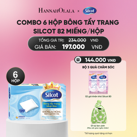  COMBO 6 HỘP BÔNG TRANG ĐIỂM (BÔNG TẨY TRANG) SILCOT 82 MIẾNG/HỘP_A526 