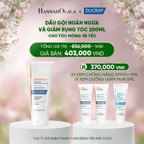  DEAL 4: DẦU GỘI NGĂN NGỪA VÀ GIẢM RỤNG TÓC DUCRAY ANAPHASE+ ANTI-HAIRLOSS COMPLEMENT SHAMPOO 200ML CHO TÓC MỎNG VÀ YẾU 