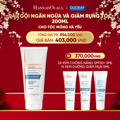 DEAL 4: DẦU GỘI NGĂN NGỪA VÀ GIẢM RỤNG TÓC DUCRAY ANAPHASE+ ANTI-HAIRLOSS COMPLEMENT SHAMPOO 200ML CHO TÓC MỎNG VÀ YẾU 