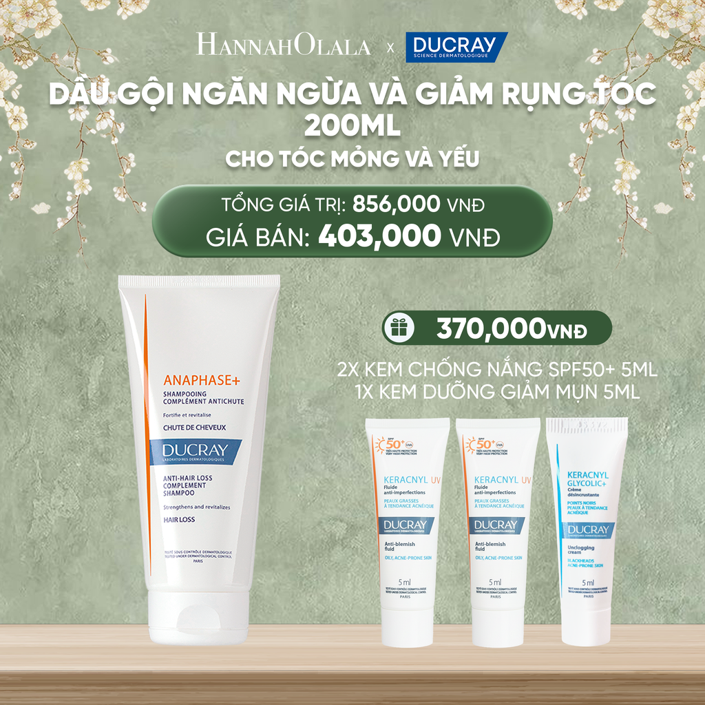  DEAL 4: DẦU GỘI NGĂN NGỪA VÀ GIẢM RỤNG TÓC DUCRAY ANAPHASE+ ANTI-HAIRLOSS COMPLEMENT SHAMPOO 200ML CHO TÓC MỎNG VÀ YẾU 