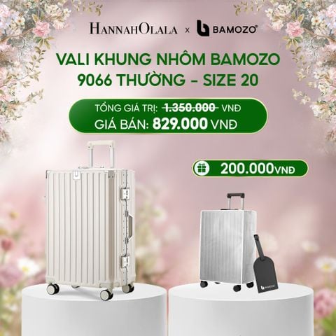  E1509_DEAL 3: VALI BAMOZO KHUNG NHÔM 9066 BẢN THƯỜNG (TẶNG BỌC VALI TRONG SUỐT + TAG HÀNH LÝ DA) 