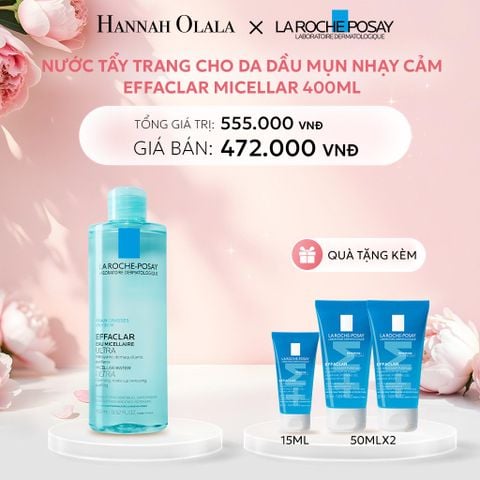 E123: DEAL 3 NƯỚC TẨY TRANG CHO DA DẦU MỤN NHẠY CẢM EFFACLAR MICELLAR 400ML 