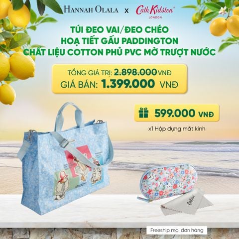  TÚI ĐEO VAI/ĐEO CHÉO CATH KIDSTON HOẠ TIẾT GẤU PADDINGTON CHẮT LIỆU COTTON PHỦ PVC MỜ TRƯỢT NƯỚC - A1115 