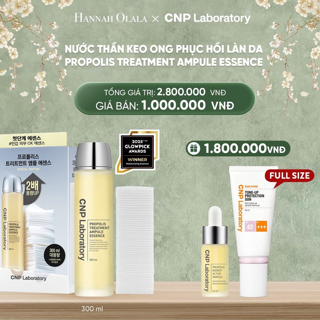  DEAL52: JUMBO SIZE - BỘ NƯỚC THẦN KEO ONG PHỤC HỒI LÀN DA CNP PROPOLIS TREATMENT AMPULE ESSENCE 300ML 