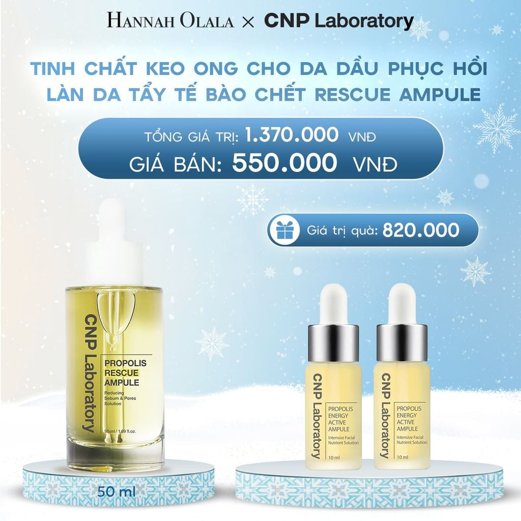  DEAL 3BK: TINH CHẤT KEO ONG CHO DA DẦU PHỤC HỒI LÀN DA TẨY TẾ BÀO CHẾT CNP PROPOLIS RESCUE AMPULE 50ML 