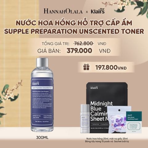  DEAR, KLAIRS NƯỚC HOA HỒNG SUPPLE PREPARATION UNSCENTED TONER 300ML - A1655 